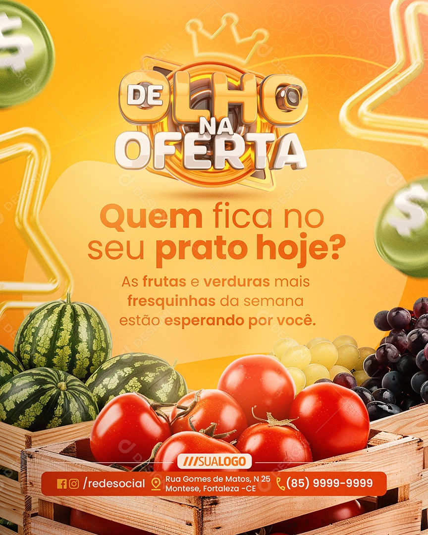 Big Brother De Olho na Oferta Supermercado Quem Fica no Seu Prato Social Media PSD Editável