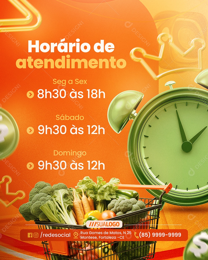 Big Brother De Olho na Oferta Supermercado Horário de Atendimento Social Media PSD Editável