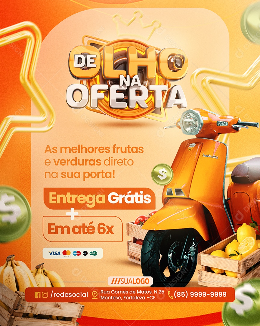 Big Brother De Olho na Oferta Supermercado As Melhores Frutas Social Media PSD Editável