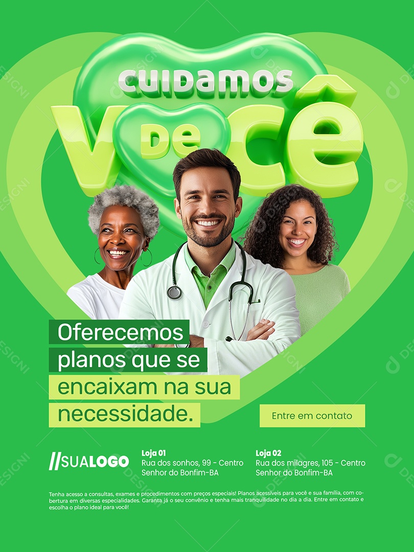 Cuidamos de Você Convênio Médico Encarte Oferecemos Planos Social Media PSD Editável