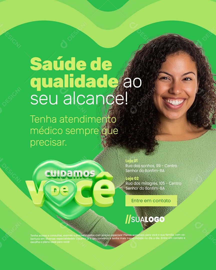 Cuidamos de Você Convênio Médico Saúde de Qualidade Social Media PSD Editável