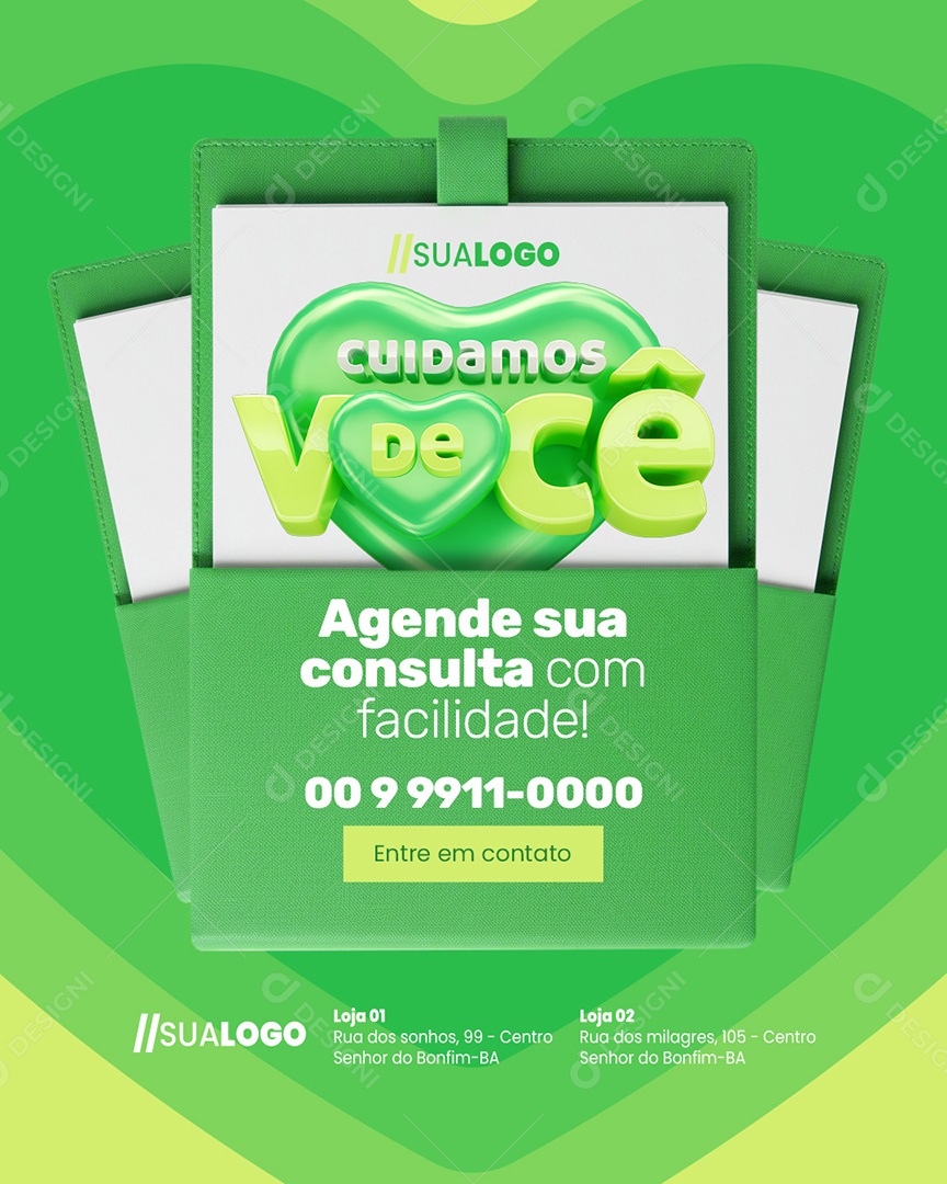 Cuidamos de Você Convênio Médico Agende sua Consulta Social Media PSD Editável