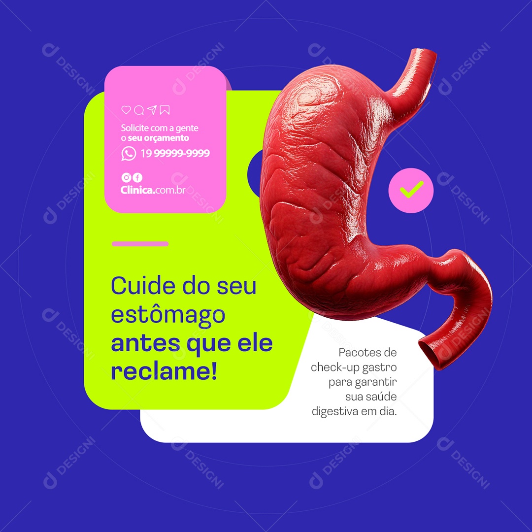 Gastro Cuide do Seu Estômago Antes Que Ele Reclame Social Media PSD Editável