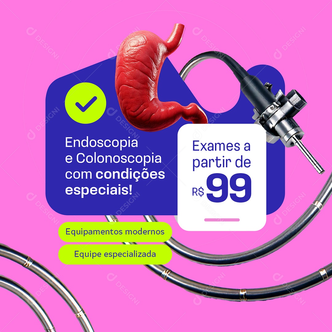 Gastro Endoscopia e Colonoscopia com Condições Espeicais Social Media PSD Editável