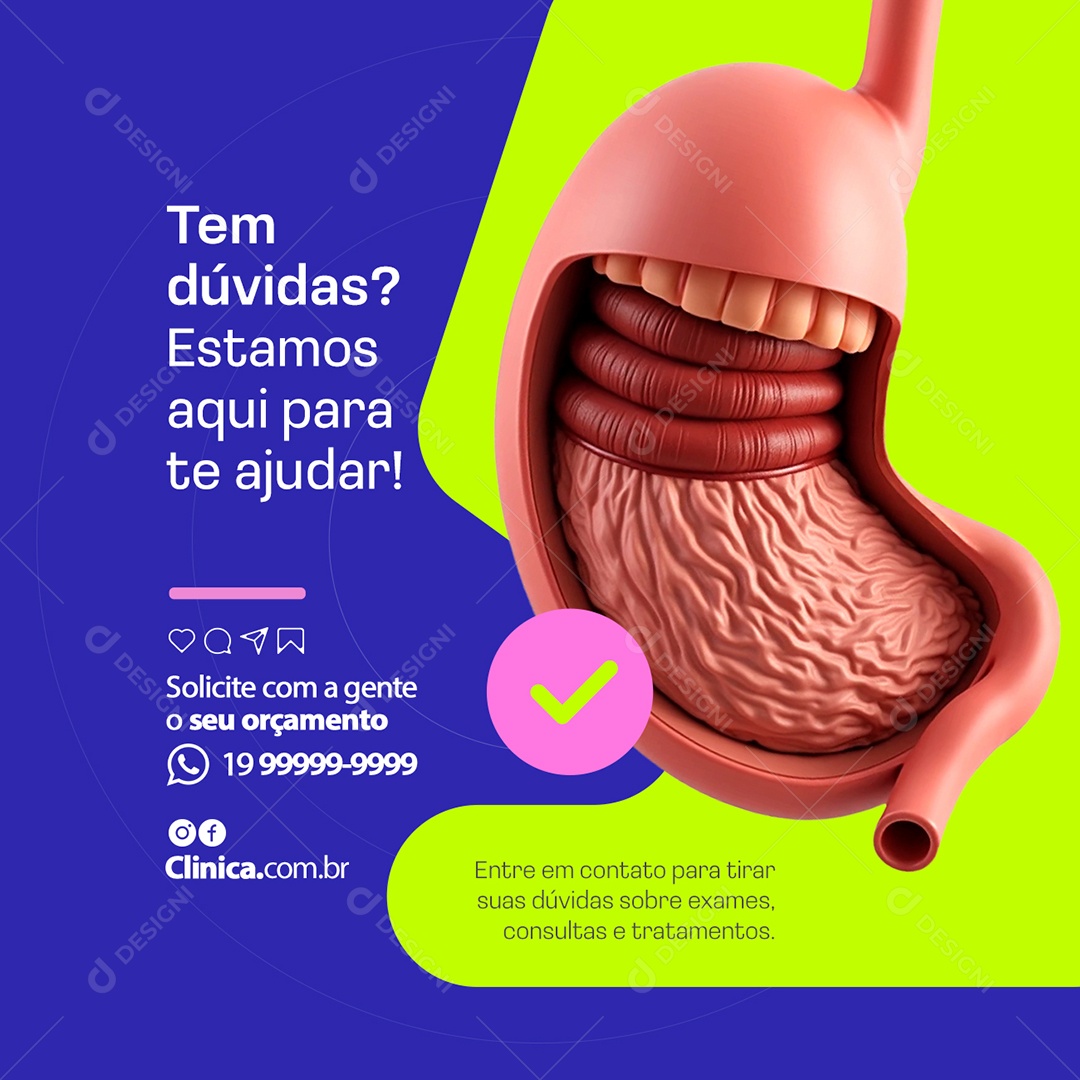 Gastro Tem Dúvidas Estamos Aqui para Te Ajudar Social Media PSD Editável