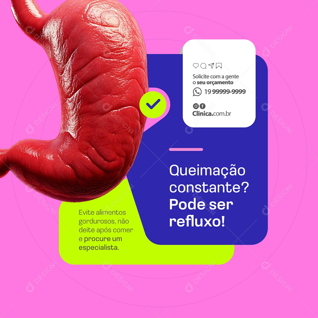 Gastro Queimação Constante Social Media PSD Editável