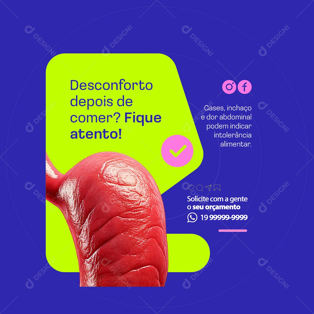 Gastro Desconforto Depois de Comer Social Media PSD Editável