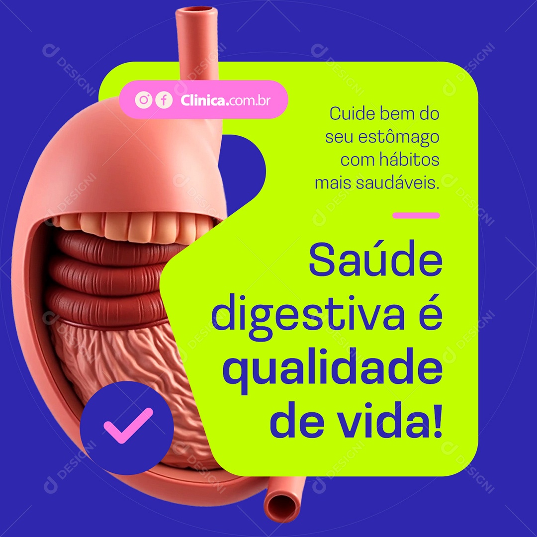 Gastro Saúde Digestiva é Qualidade de Vida Social Media PSD Editável