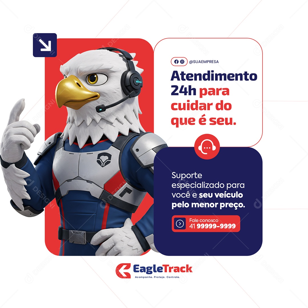 Rastreamento Veicular Atendimento 24H para Cuidar do Que é Seu Social Media PSD Editável