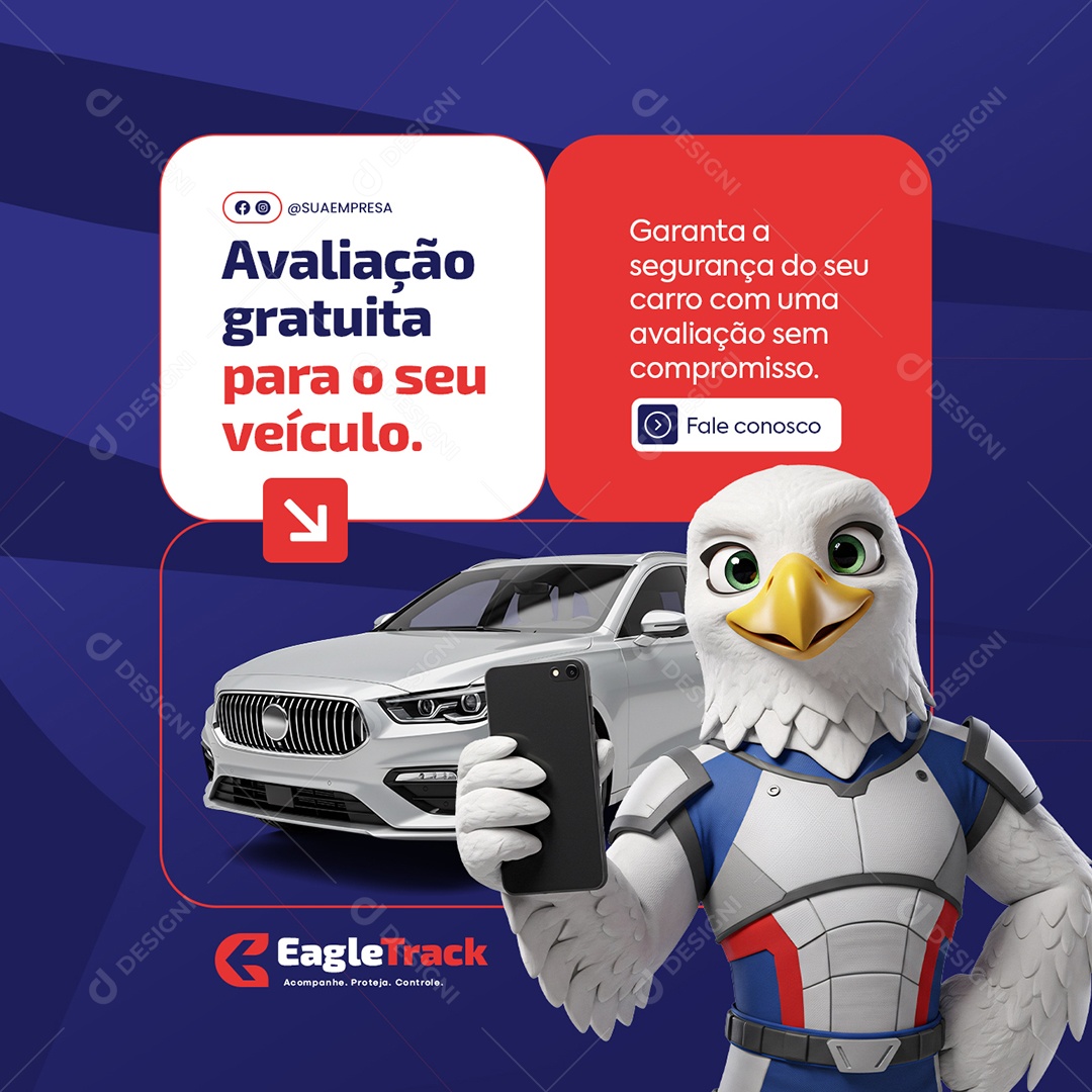 Rastreamento Veicular Avaliação Gratuita para o Seu Veículo Social Media PSD Editável