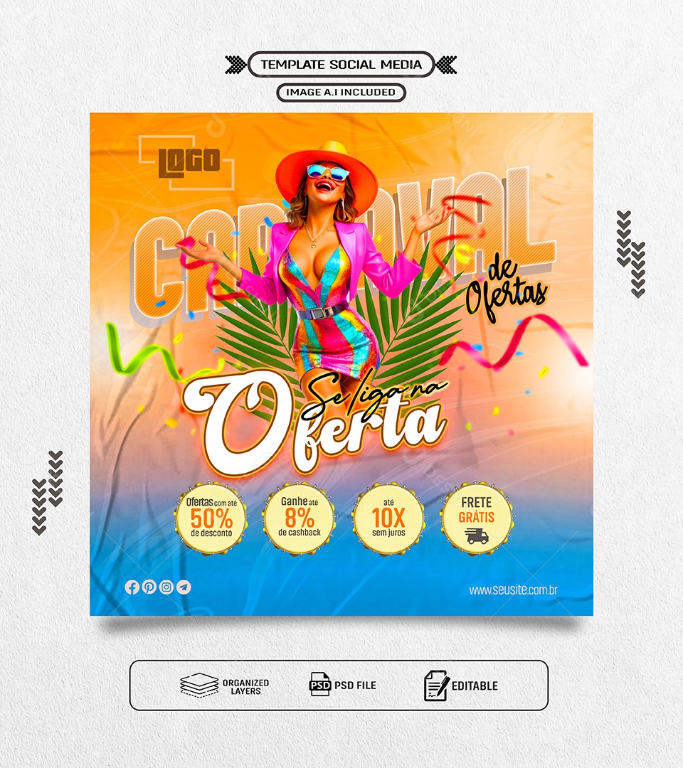 Carnaval de Ofertas Social Media PSD Editável