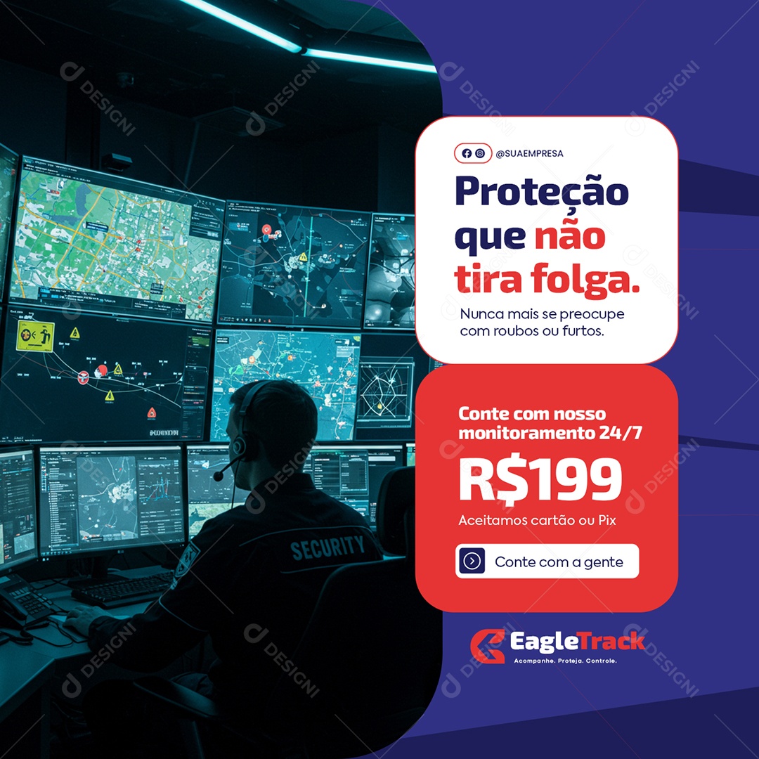 Rastreamento Veicular Proteção Que Não Tira Folga Social Media PSD Editável