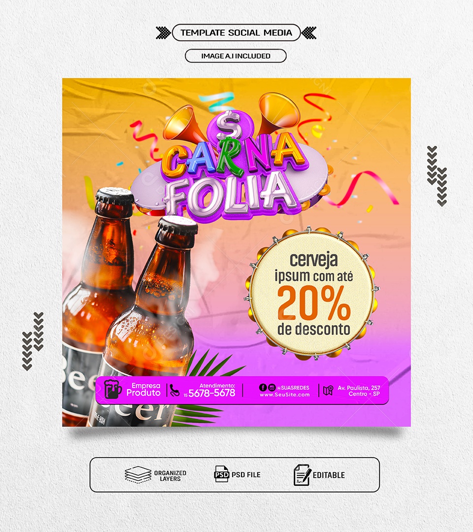Story Carnaval Promoção de Cerveja Social Media PSD Editável