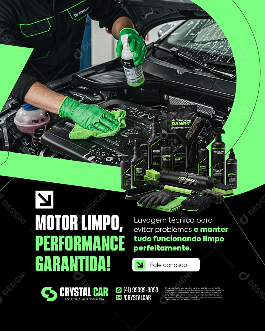 Lavador de Carros Motor Limpo Performance Garantida Social Media PSD Editável