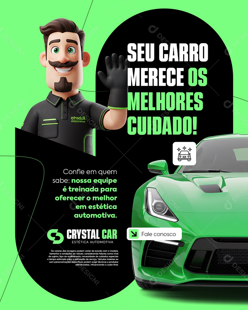 Lavador de Carros Seu Carro Merece os Melhores Cuidado Social Media PSD Editável