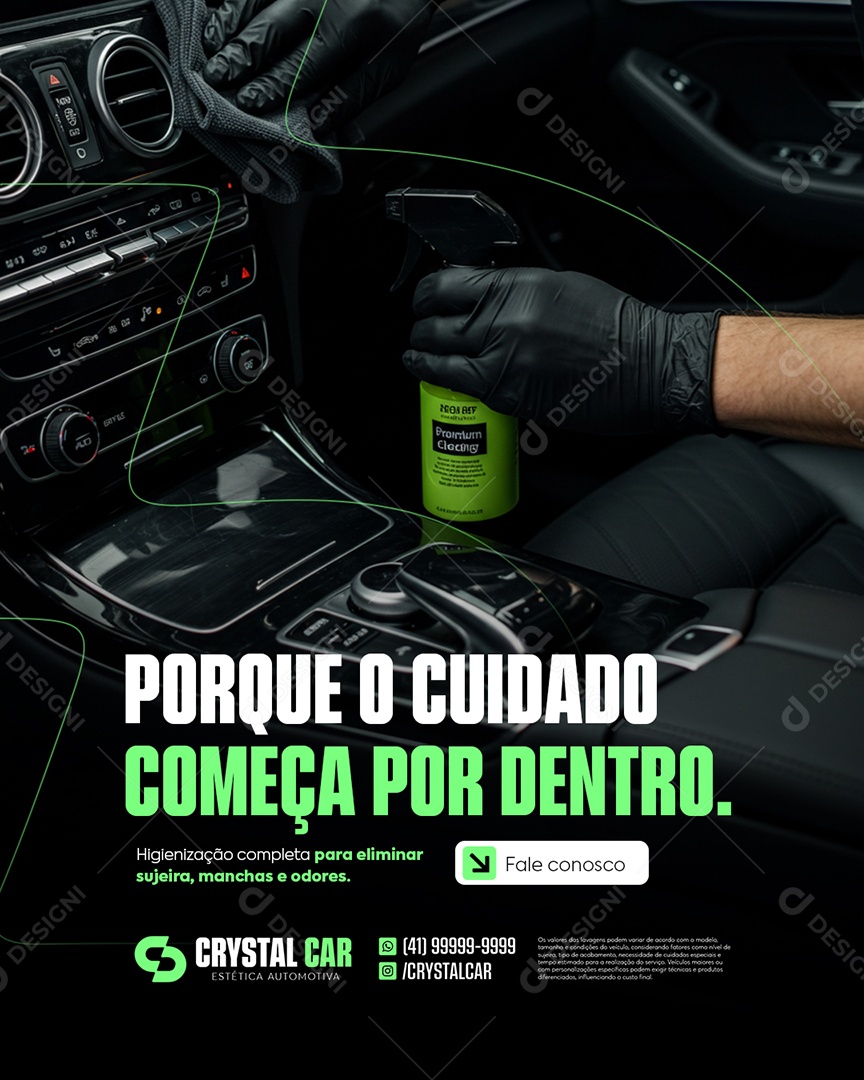 Lavador de Carros Porque o Cuidado Começa Por Dentro Social Media PSD Editável