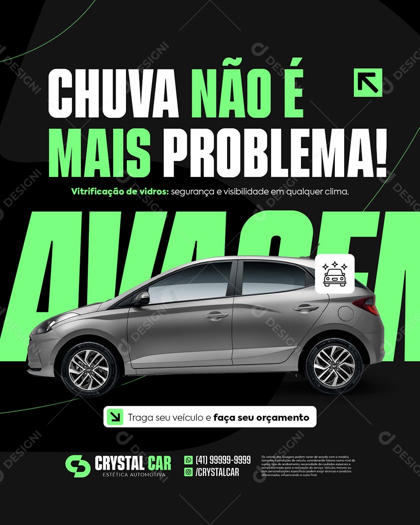 Lavador de Carros Chuva Não é Mais Problema Social Media PSD Editável
