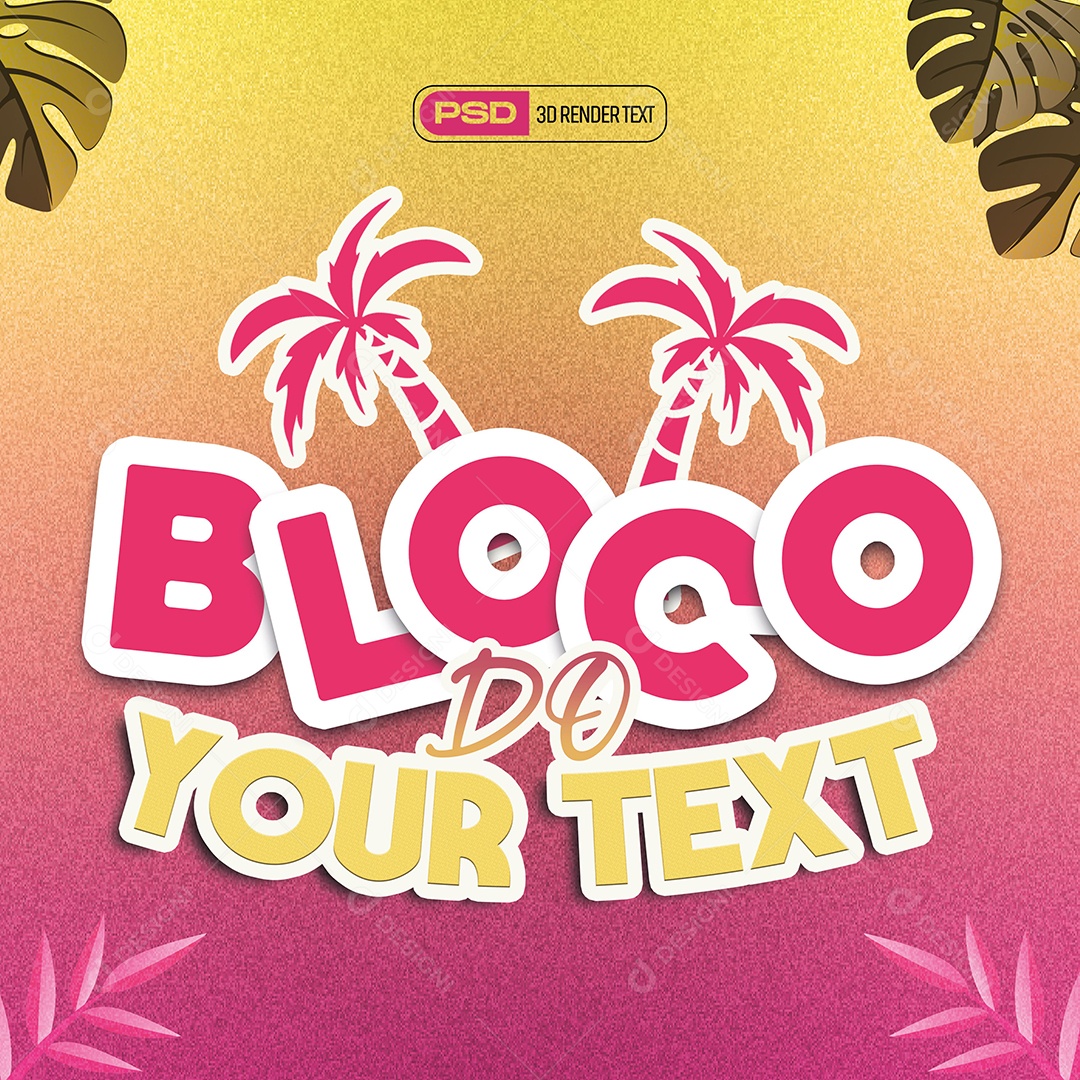 Selo 3D Bloco Para Composição PSD