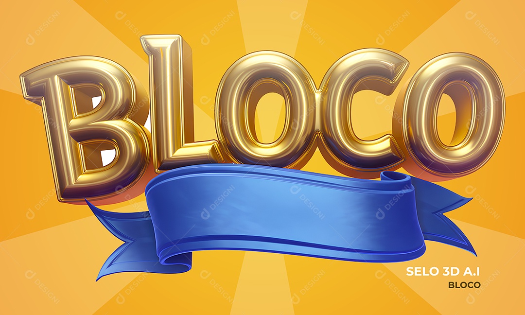 Selo 3D Bloco Para Composição PSD