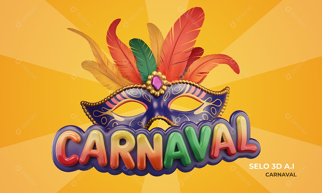 Selo 3D Carnaval Para Composição PSD