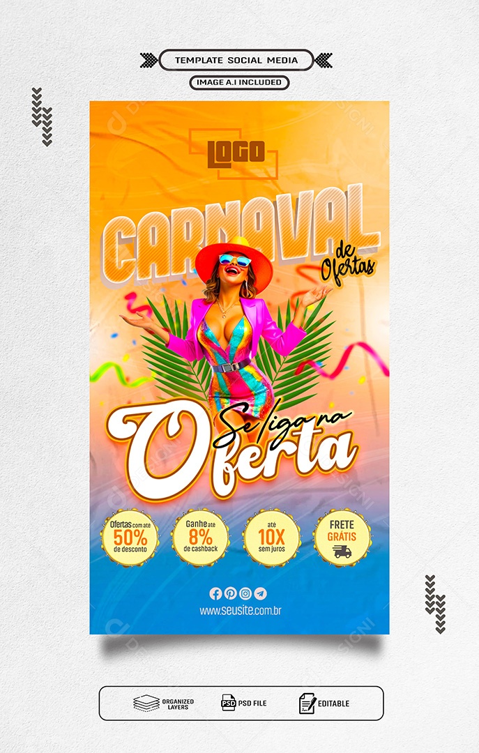 Story Carnaval de Ofertas Social Media PSD Editável