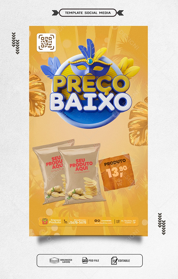 Story Preço Baixo Carnaval Social Media PSD Editável