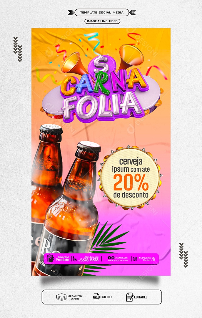 Story Carnaval Promoção de Cerveja Social Media PSD Editável