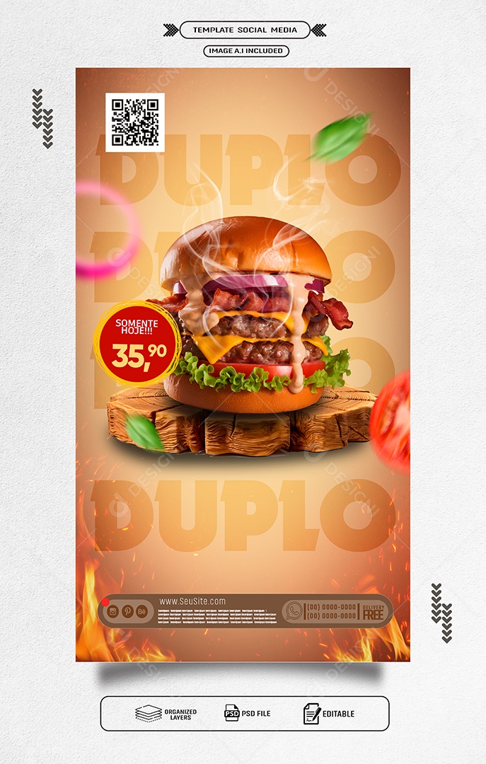 Story Promoção Hamburgueria Social Media PSD Editável