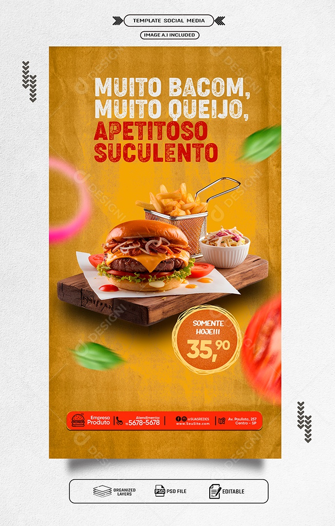 Story Promoção Hamburgueria Social Media PSD Editável