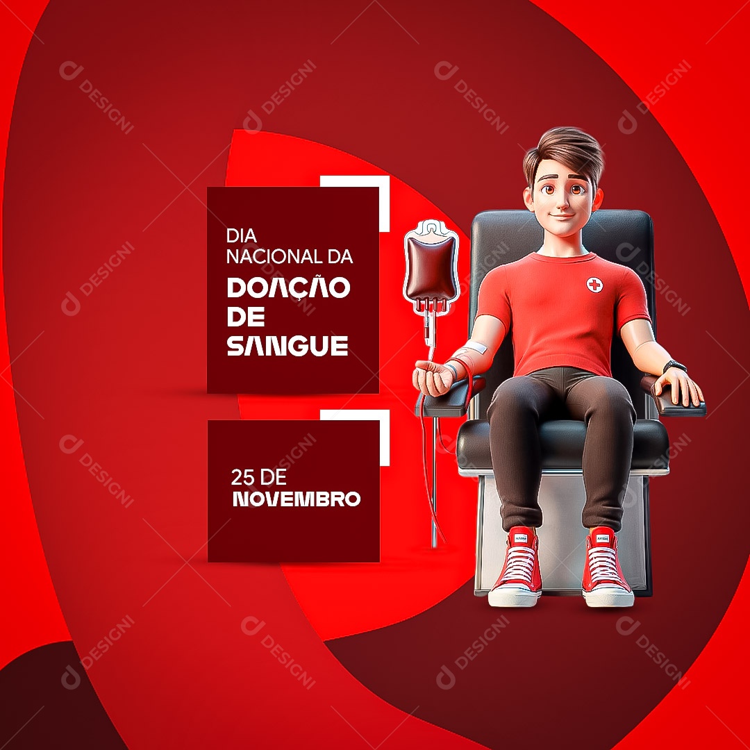 Dia Nacional do Doador de Sangue 25 de Novembro Social Media PSD Editável