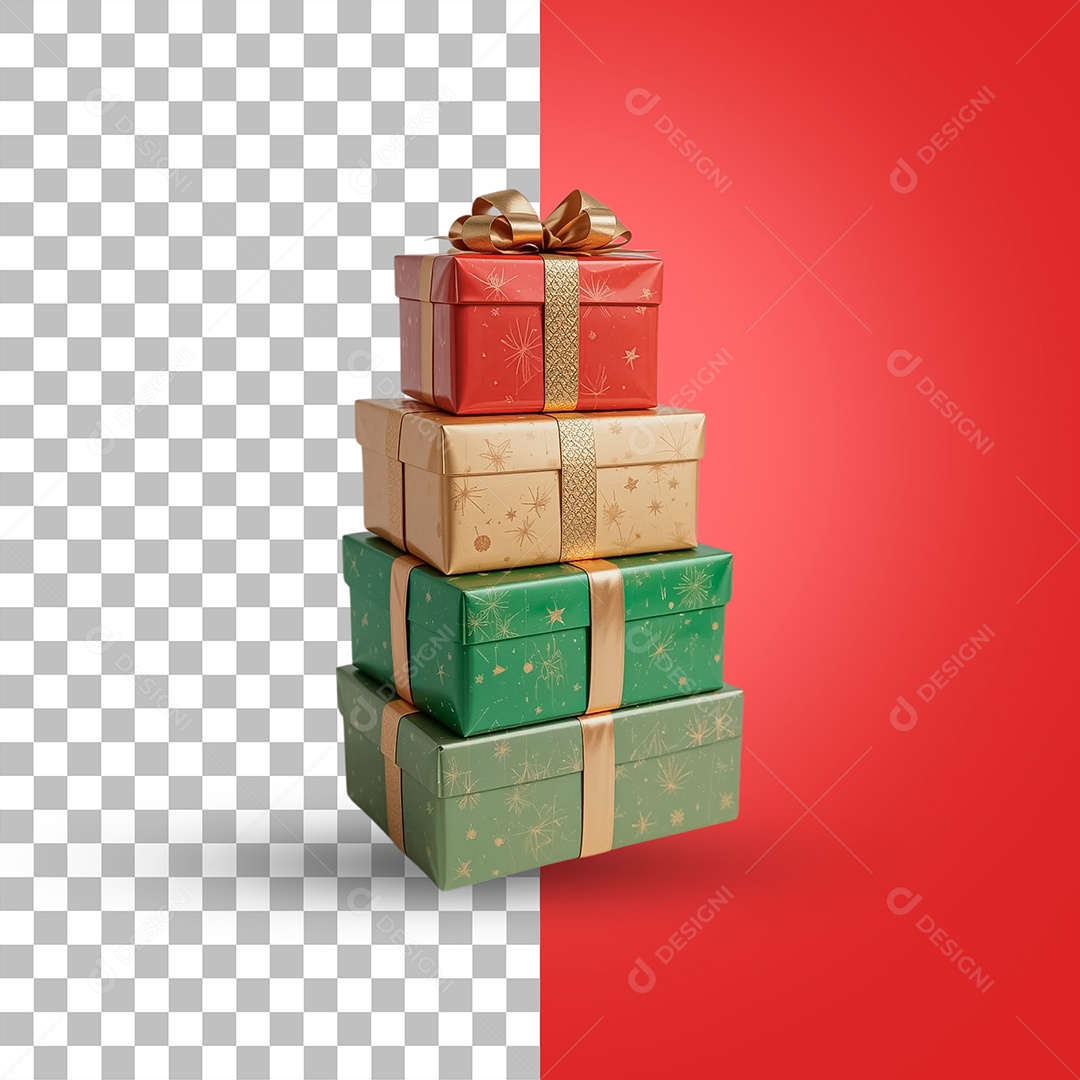 Elemento 3D Caixas de Presente para Composição PSD