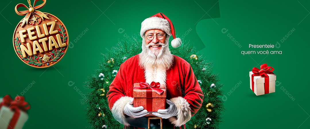 Banner Feliz Natal 25 de Dezembro Social Media PSD Editável