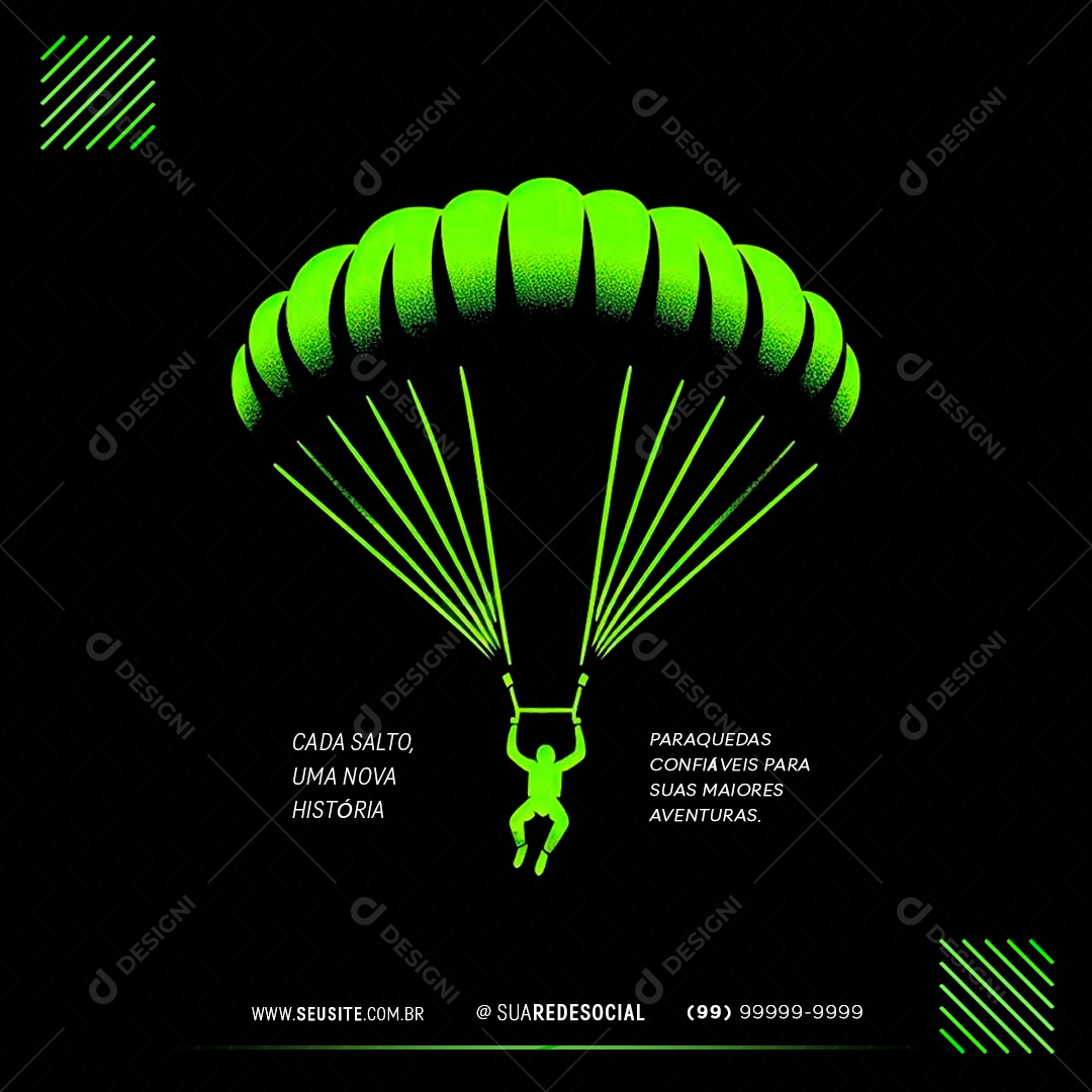 Paraquedismo Cada Salto Uma Nova História Social Media PSD Editável