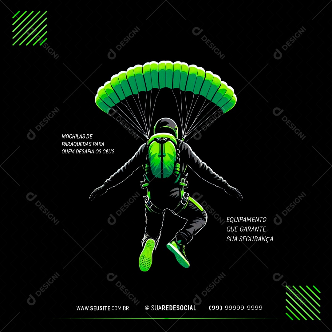 Paraquedismo Equipamento Que Garante Sua Segurança Social Media PSD Editável