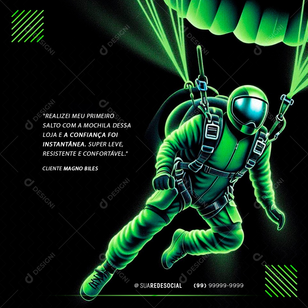 Paraquedismo Feedback Social Media PSD Editável