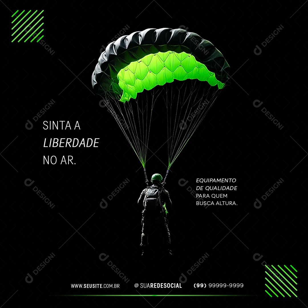 Paraquedismo Sinta a Liberdade Social Media PSD Editável