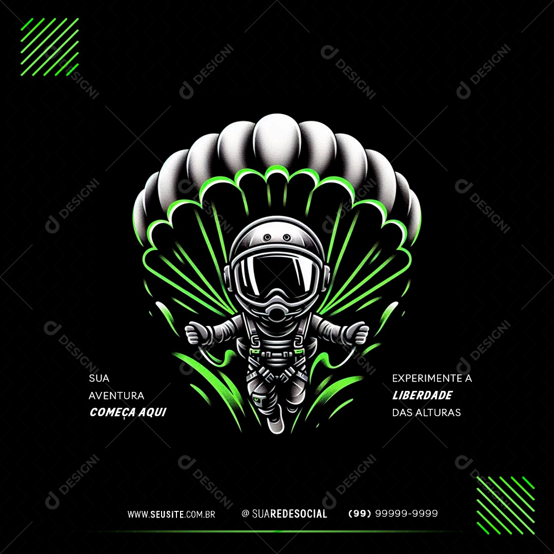 Paraquedismo Sua Aventura Começa Aqui Social Media PSD Editável