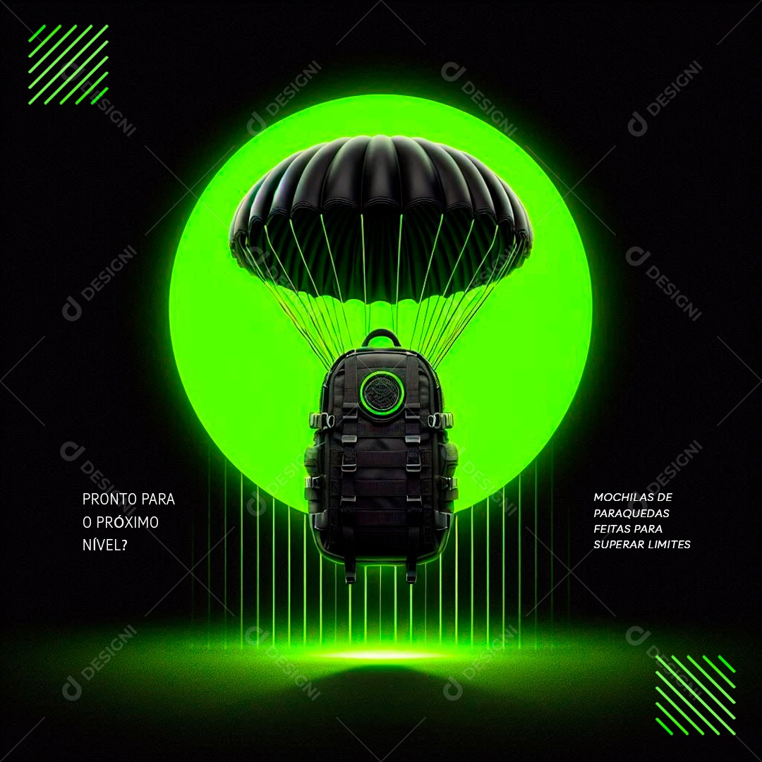 Paraquedismo Mochilas de Paraquedas Social Media PSD Editável