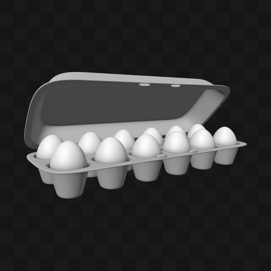 Caixa de Ovos Aberta - Modelo 3D