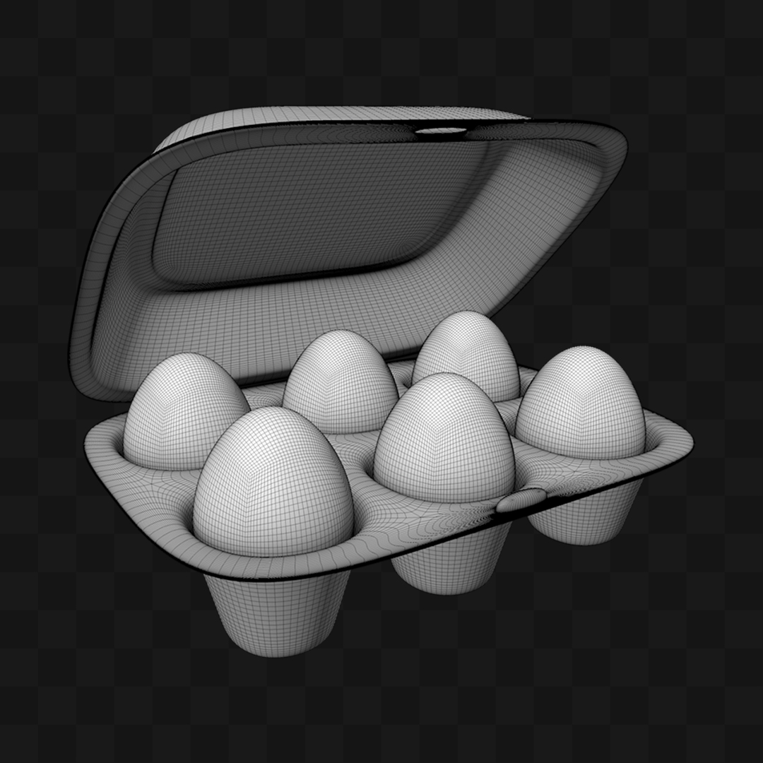 Caixa de Ovos Aberta - Modelo 3D