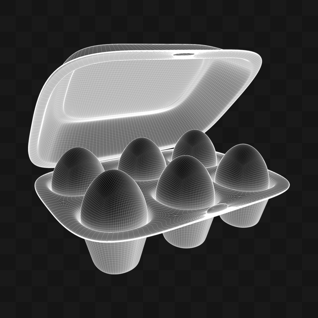 Caixa de Ovos Aberta - Modelo 3D