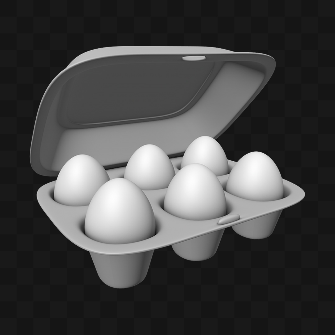 Caixa de Ovos Aberta - Modelo 3D