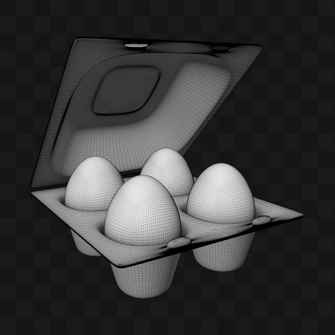 Caixa de Ovos Aberta - Modelo 3D