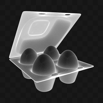 Caixa de Ovos Aberta - Modelo 3D
