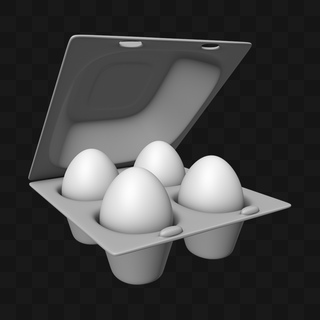Caixa de Ovos Aberta - Modelo 3D