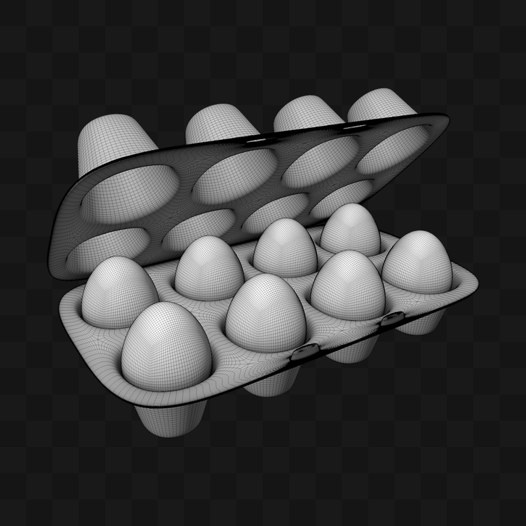 Caixa de Ovos Aberta - Modelo 3D