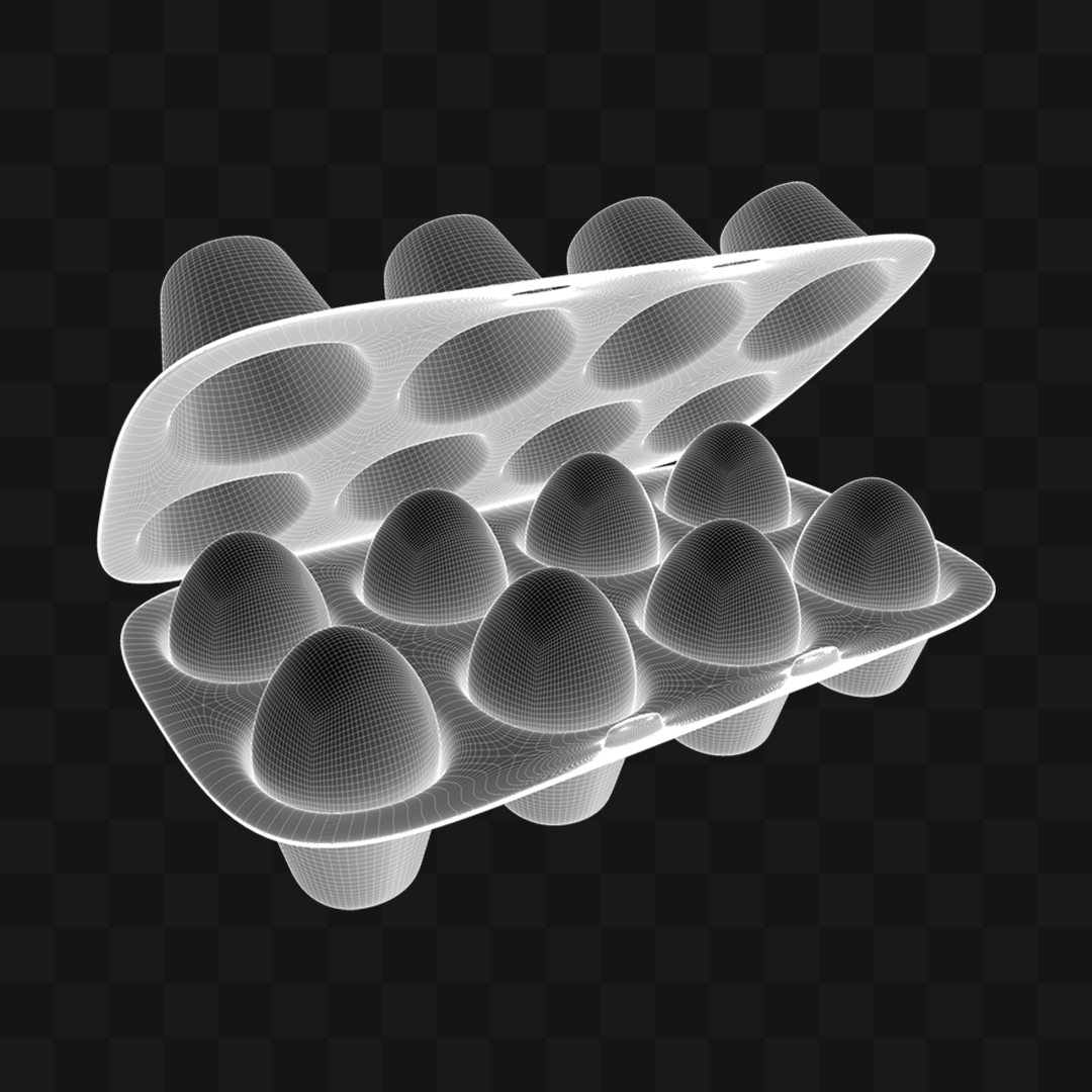 Caixa de Ovos Aberta - Modelo 3D