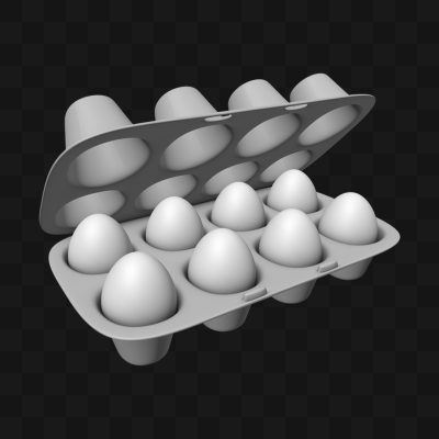 Caixa de Ovos Aberta - Modelo 3D
