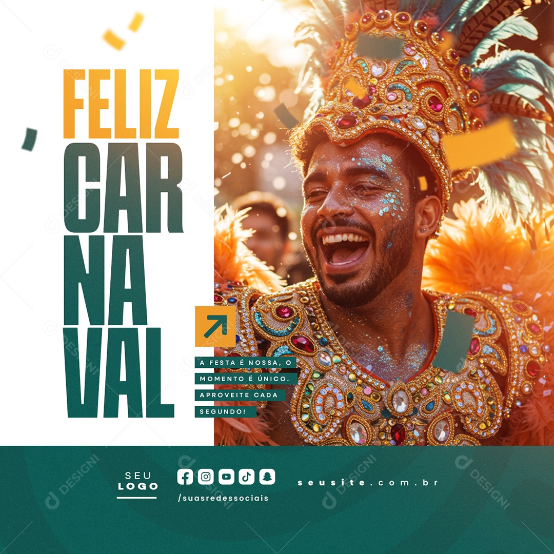 Feliz Carnaval A Festa é Nossa Social Media PSD Editável