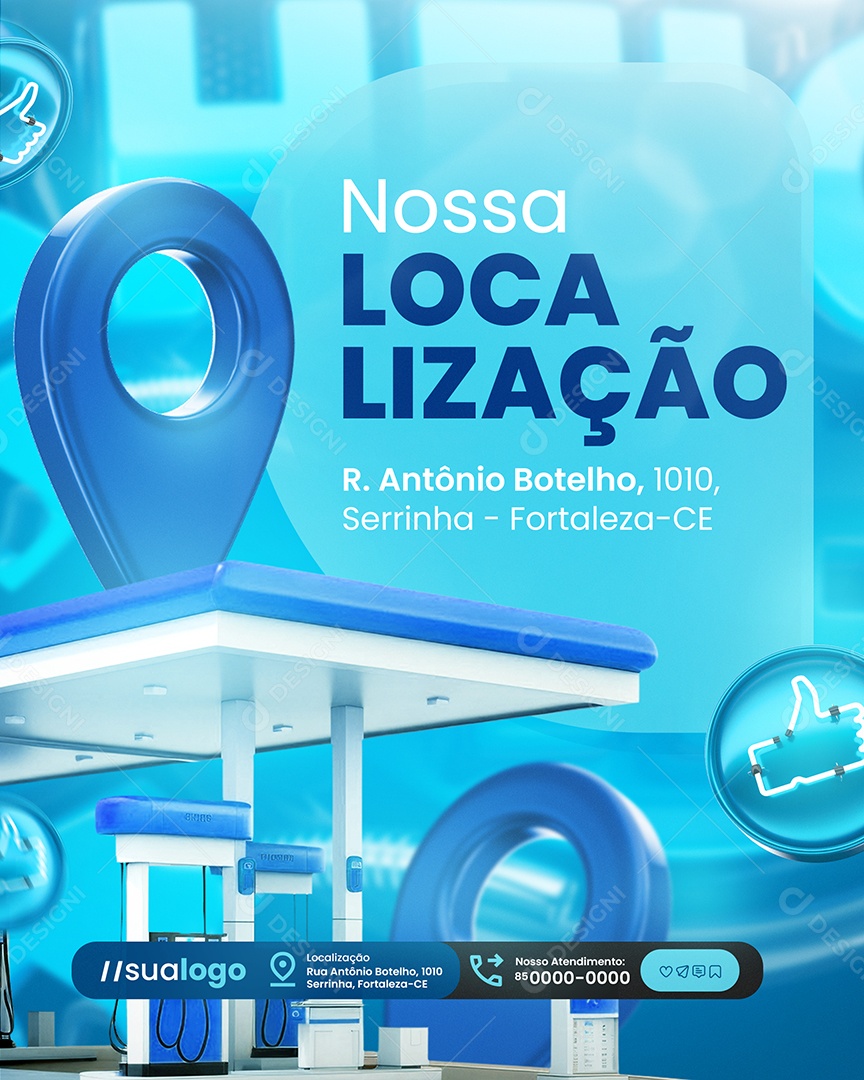 Tanque Cheio Posto de Gasolina Nossa Localização Social Media PSD Editável